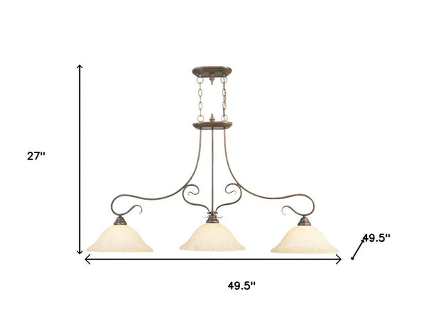 HomeRoots Bronze Three-Light Dimmable Chandelier with Cream Shades – Elegant Metal Design for Modern Spaces 687883