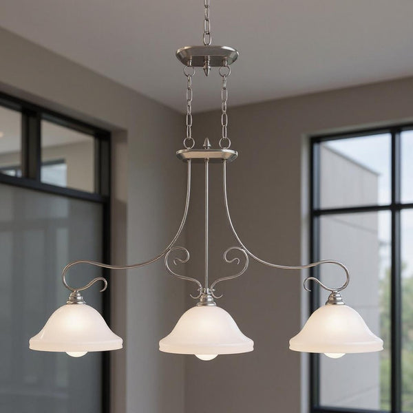 HomeRoots Three Light Dimmable Chandelier - Modern Cylindrical Steel Shades for Stylish Ambiance Control 687884