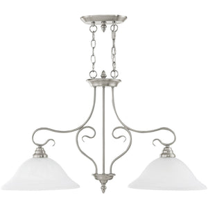 HomeRoots Two Light Dimmable Chandelier with Cylindrical Shades - Modern Design for Versatile Spaces & Mood Lighting 687885