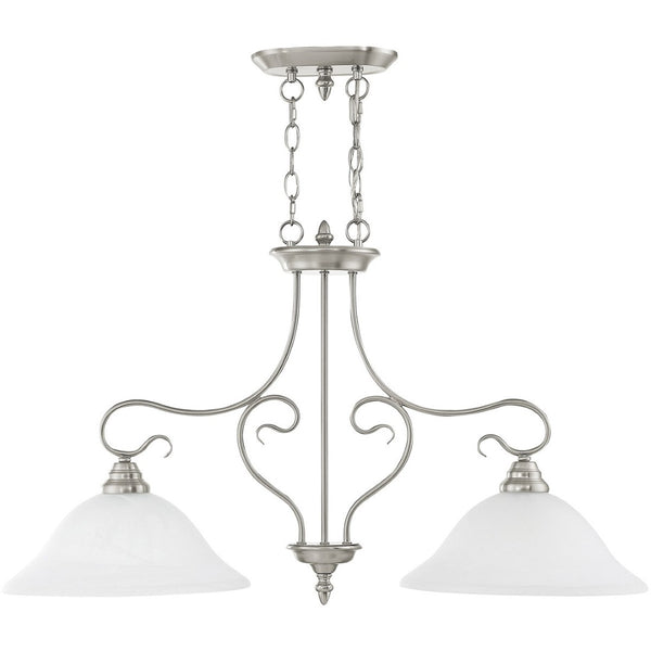 HomeRoots Two Light Dimmable Chandelier with Cylindrical Shades - Modern Design for Versatile Spaces & Mood Lighting 687885