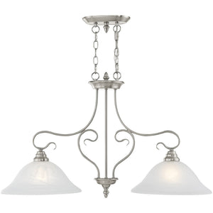 HomeRoots Two Light Dimmable Chandelier with Cylindrical Shades - Modern Design for Versatile Spaces & Mood Lighting 687885