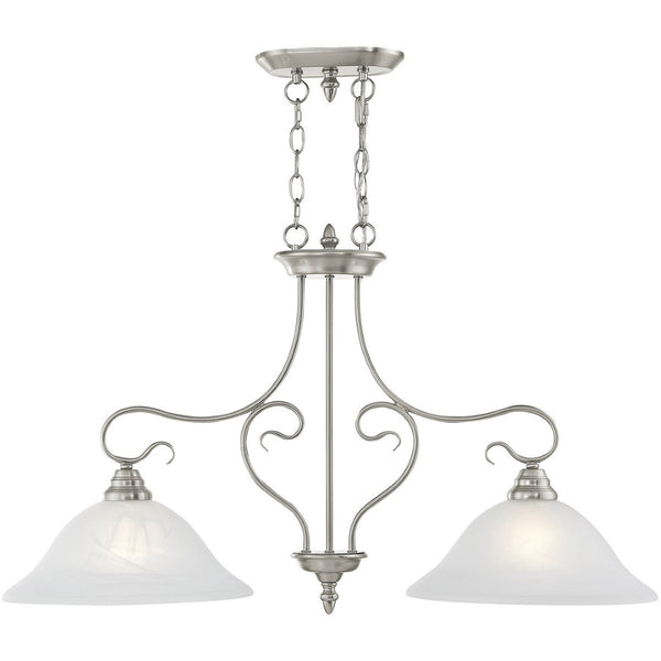 HomeRoots Two Light Dimmable Chandelier with Cylindrical Shades - Modern Design for Versatile Spaces & Mood Lighting 687885