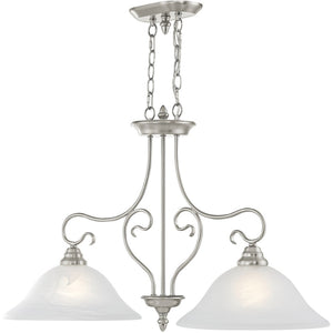 HomeRoots Two Light Dimmable Chandelier with Cylindrical Shades - Modern Design for Versatile Spaces & Mood Lighting 687885