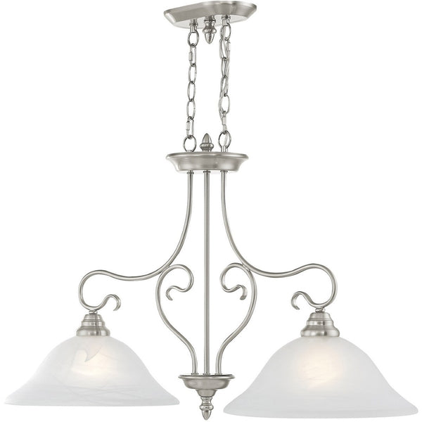 HomeRoots Two Light Dimmable Chandelier with Cylindrical Shades - Modern Design for Versatile Spaces & Mood Lighting 687885