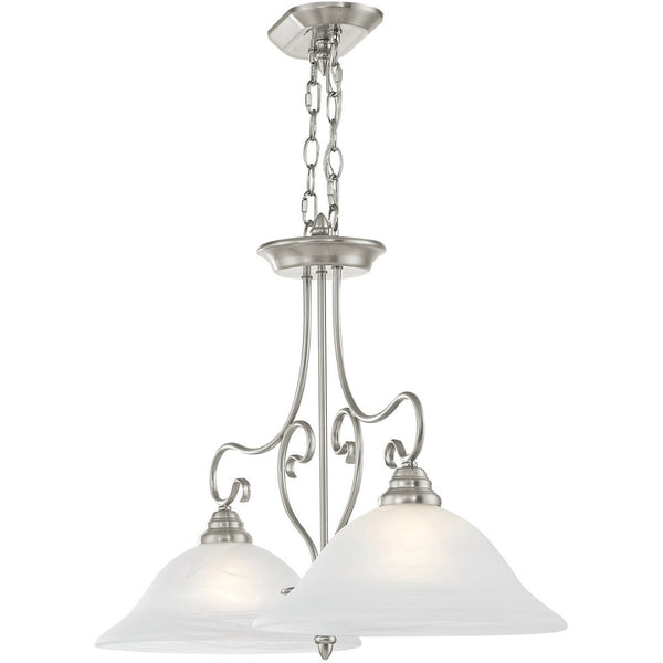 HomeRoots Two Light Dimmable Chandelier with Cylindrical Shades - Modern Design for Versatile Spaces & Mood Lighting 687885