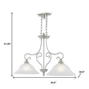 HomeRoots Two Light Dimmable Chandelier with Cylindrical Shades - Modern Design for Versatile Spaces & Mood Lighting 687885