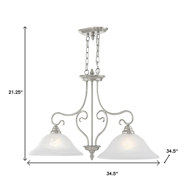 HomeRoots Two Light Dimmable Chandelier with Cylindrical Shades - Modern Design for Versatile Spaces & Mood Lighting 687885