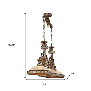 HomeRoots Bronze Three-Light Dimmable Chandelier with Elegant Cylinder Shades for Timeless Home Illumination 687886