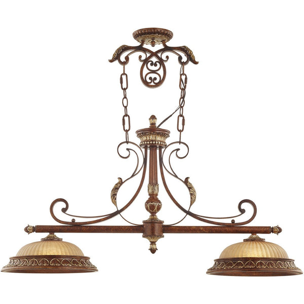 HomeRoots Bronze Two-Light Metal Dimmable Chandelier with Cylinder Shades for Stylish Home Ambiance Decor 687887