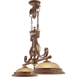 HomeRoots Bronze Two-Light Metal Dimmable Chandelier with Cylinder Shades for Stylish Home Ambiance Decor 687887