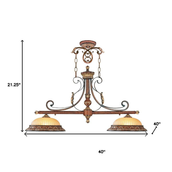 HomeRoots Bronze Two-Light Metal Dimmable Chandelier with Cylinder Shades for Stylish Home Ambiance Decor 687887