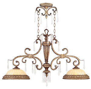 HomeRoots Gold Modern Two-Light Dimmable Chandelier with Cylinder Shades for Elegant Home Décor & Ambiance 687889
