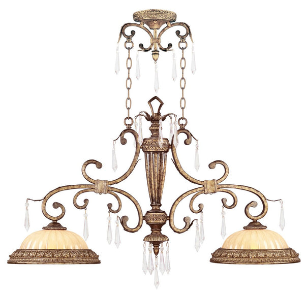 HomeRoots Gold Modern Two-Light Dimmable Chandelier with Cylinder Shades for Elegant Home Décor & Ambiance 687889