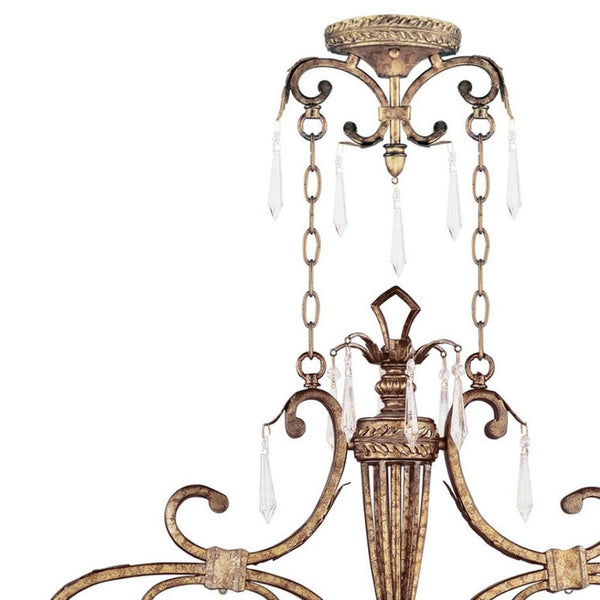 HomeRoots Gold Modern Two-Light Dimmable Chandelier with Cylinder Shades for Elegant Home Décor & Ambiance 687889