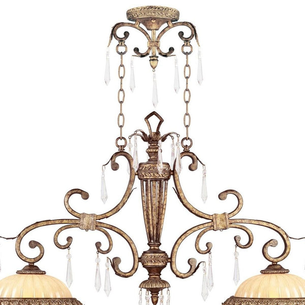 HomeRoots Gold Modern Two-Light Dimmable Chandelier with Cylinder Shades for Elegant Home Décor & Ambiance 687889