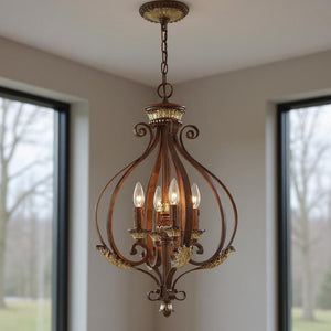 HomeRoots Four Light Dimmable Chandelier - Modern Design with Cylindrical Shades for Stylish Ambient Illumination 687891