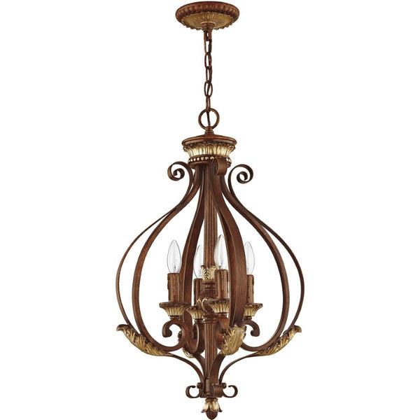 HomeRoots Four Light Dimmable Chandelier - Modern Design with Cylindrical Shades for Stylish Ambient Illumination 687891