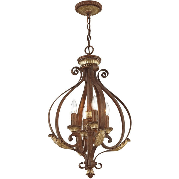 HomeRoots Four Light Dimmable Chandelier - Modern Design with Cylindrical Shades for Stylish Ambient Illumination 687891
