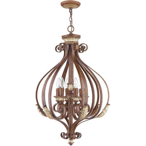 HomeRoots Six Light Modern Dimmable Chandelier with Fabric Shades – Stylish Illumination for Any Room 687892