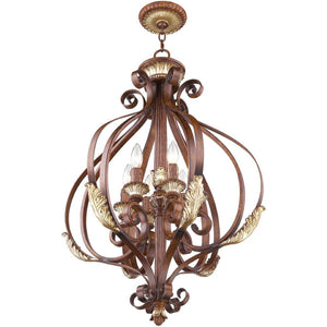 HomeRoots Six Light Modern Dimmable Chandelier with Fabric Shades – Stylish Illumination for Any Room 687892