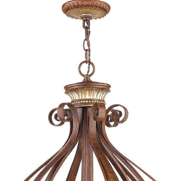 HomeRoots Six Light Modern Dimmable Chandelier with Fabric Shades – Stylish Illumination for Any Room 687892