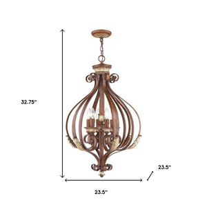 HomeRoots Six Light Modern Dimmable Chandelier with Fabric Shades – Stylish Illumination for Any Room 687892