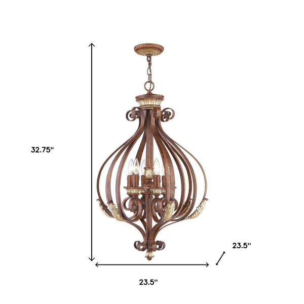 HomeRoots Six Light Modern Dimmable Chandelier with Fabric Shades – Stylish Illumination for Any Room 687892