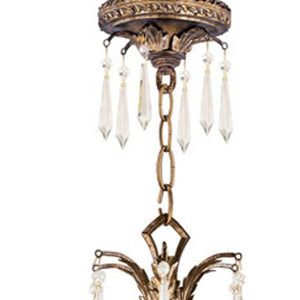 HomeRoots Gold Four-Light Dimmable Chandelier with Clear Shades – Elegant Metal Design for Modern Spaces 687893