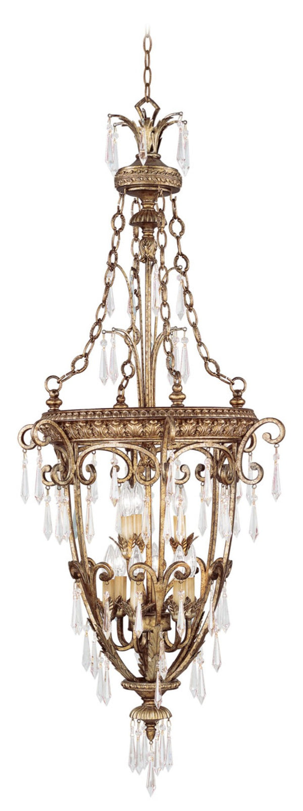 HomeRoots Gold Nine-Light Dimmable Chandelier with Clear Accents - Modern Elegance for Any Room Decor 687894
