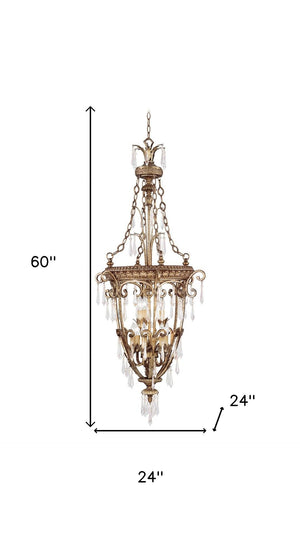 HomeRoots Gold Nine-Light Dimmable Chandelier with Clear Accents - Modern Elegance for Any Room Decor 687894
