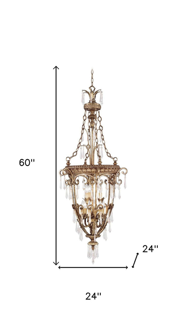 HomeRoots Gold Nine-Light Dimmable Chandelier with Clear Accents - Modern Elegance for Any Room Decor 687894