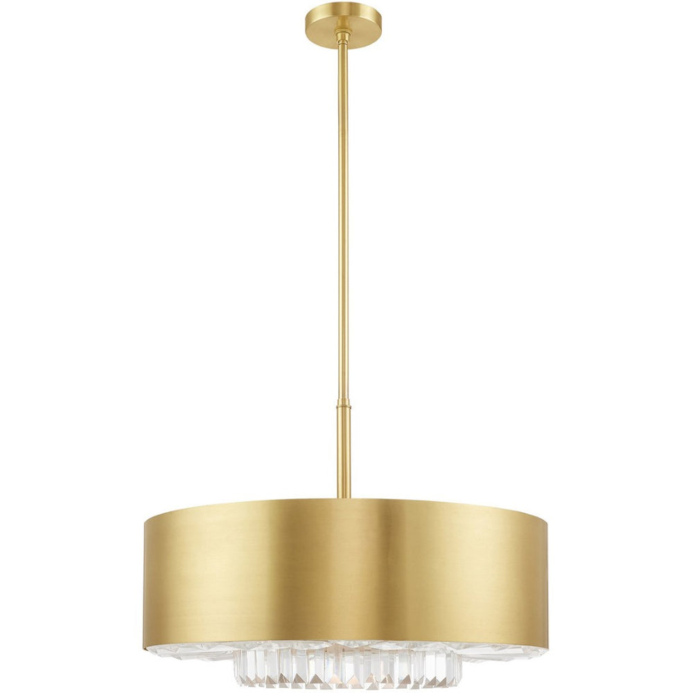 HomeRoots Six Light Dimmable Chandelier - Modern Cylinder Design with Fabric Shades for Warm Ambience & Style 687895