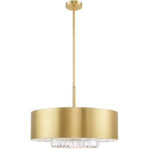 HomeRoots Six Light Dimmable Chandelier - Modern Cylinder Design with Fabric Shades for Warm Ambience & Style 687895