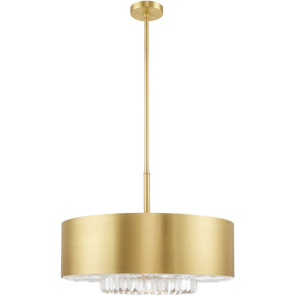 HomeRoots Six Light Dimmable Chandelier - Modern Cylinder Design with Fabric Shades for Warm Ambience & Style 687895