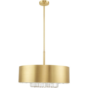 HomeRoots Six Light Dimmable Chandelier - Modern Cylinder Design with Fabric Shades for Warm Ambience & Style 687895