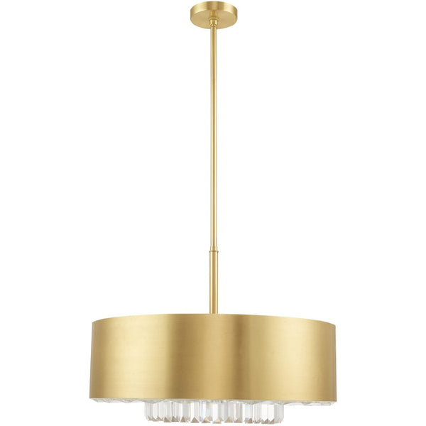 HomeRoots Six Light Dimmable Chandelier - Modern Cylinder Design with Fabric Shades for Warm Ambience & Style 687895