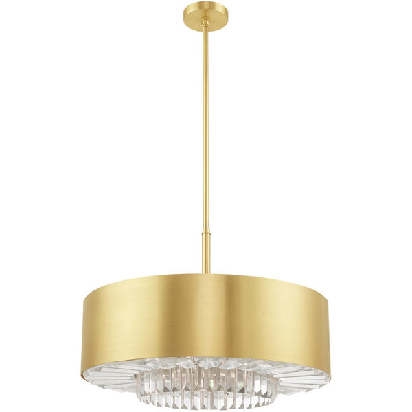 HomeRoots Six Light Dimmable Chandelier - Modern Cylinder Design with Fabric Shades for Warm Ambience & Style 687895