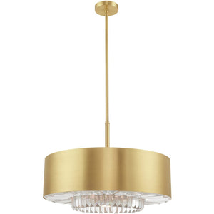 HomeRoots Six Light Dimmable Chandelier - Modern Cylinder Design with Fabric Shades for Warm Ambience & Style 687895
