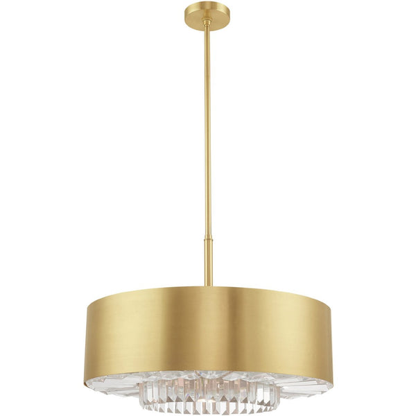 HomeRoots Six Light Dimmable Chandelier - Modern Cylinder Design with Fabric Shades for Warm Ambience & Style 687895