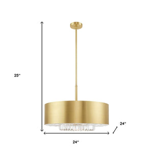 HomeRoots Six Light Dimmable Chandelier - Modern Cylinder Design with Fabric Shades for Warm Ambience & Style 687895