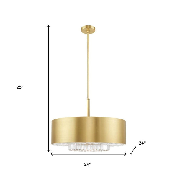 HomeRoots Six Light Dimmable Chandelier - Modern Cylinder Design with Fabric Shades for Warm Ambience & Style 687895