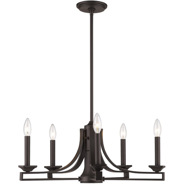 HomeRoots Bronze Six-Light Dimmable Chandelier with Cylinder Shades for Elegant Home Illumination and Style 687897