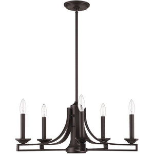HomeRoots Bronze Six-Light Dimmable Chandelier with Cylinder Shades for Elegant Home Illumination and Style 687897