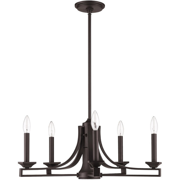 HomeRoots Bronze Six-Light Dimmable Chandelier with Cylinder Shades for Elegant Home Illumination and Style 687897