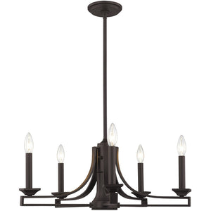 HomeRoots Bronze Six-Light Dimmable Chandelier with Cylinder Shades for Elegant Home Illumination and Style 687897