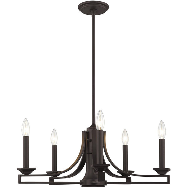 HomeRoots Bronze Six-Light Dimmable Chandelier with Cylinder Shades for Elegant Home Illumination and Style 687897