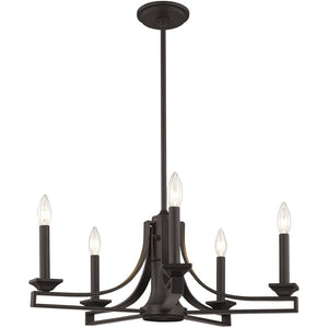 HomeRoots Bronze Six-Light Dimmable Chandelier with Cylinder Shades for Elegant Home Illumination and Style 687897