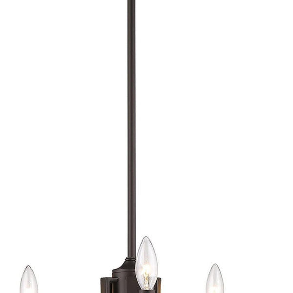 HomeRoots Bronze Six-Light Dimmable Chandelier with Cylinder Shades for Elegant Home Illumination and Style 687897