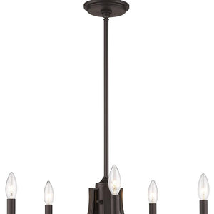 HomeRoots Bronze Six-Light Dimmable Chandelier with Cylinder Shades for Elegant Home Illumination and Style 687897