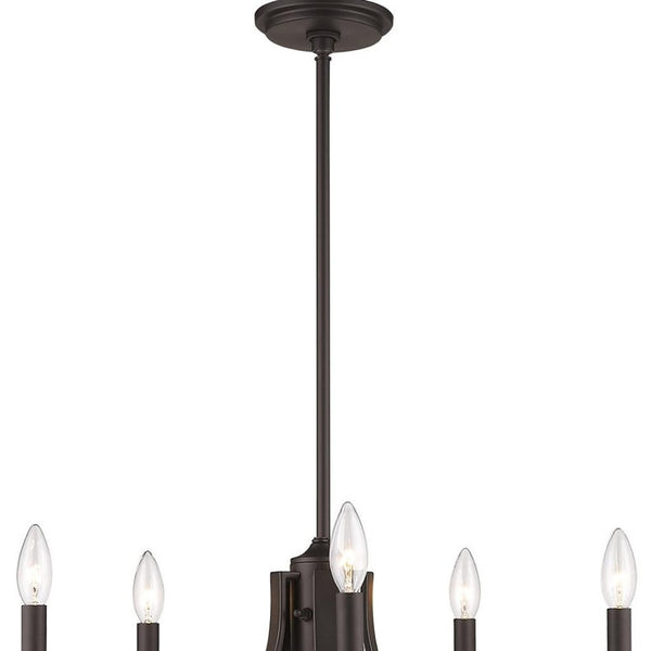 HomeRoots Bronze Six-Light Dimmable Chandelier with Cylinder Shades for Elegant Home Illumination and Style 687897